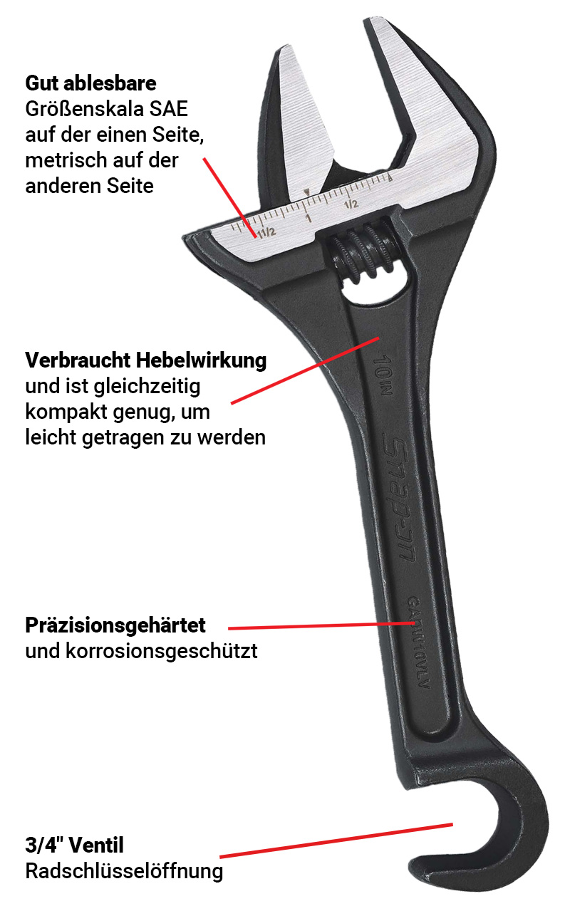 Adjustable Valve Persuader Wrenches with text GERMAN
